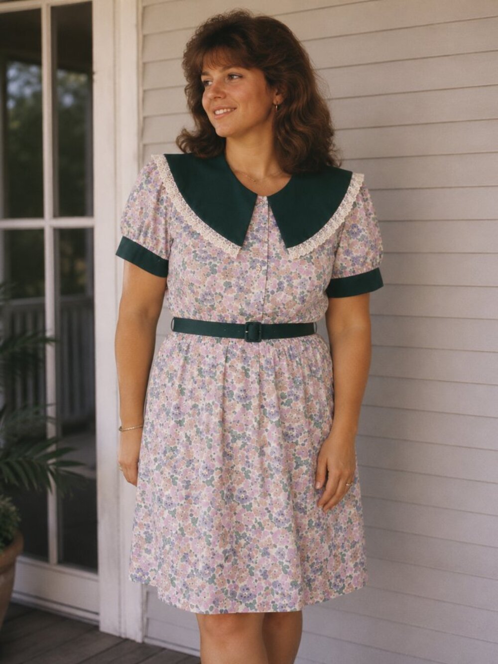 Vtg dress homemade 70s 80s floral 8